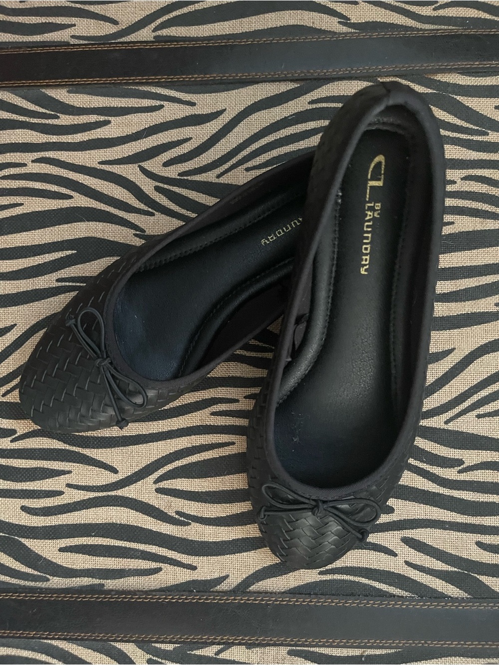 Chinese Laundry Black Woven Bow Ballet Flats 8